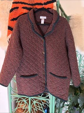 100% Cotton Quilted Paisley Button-Up Chore Coat Jacket